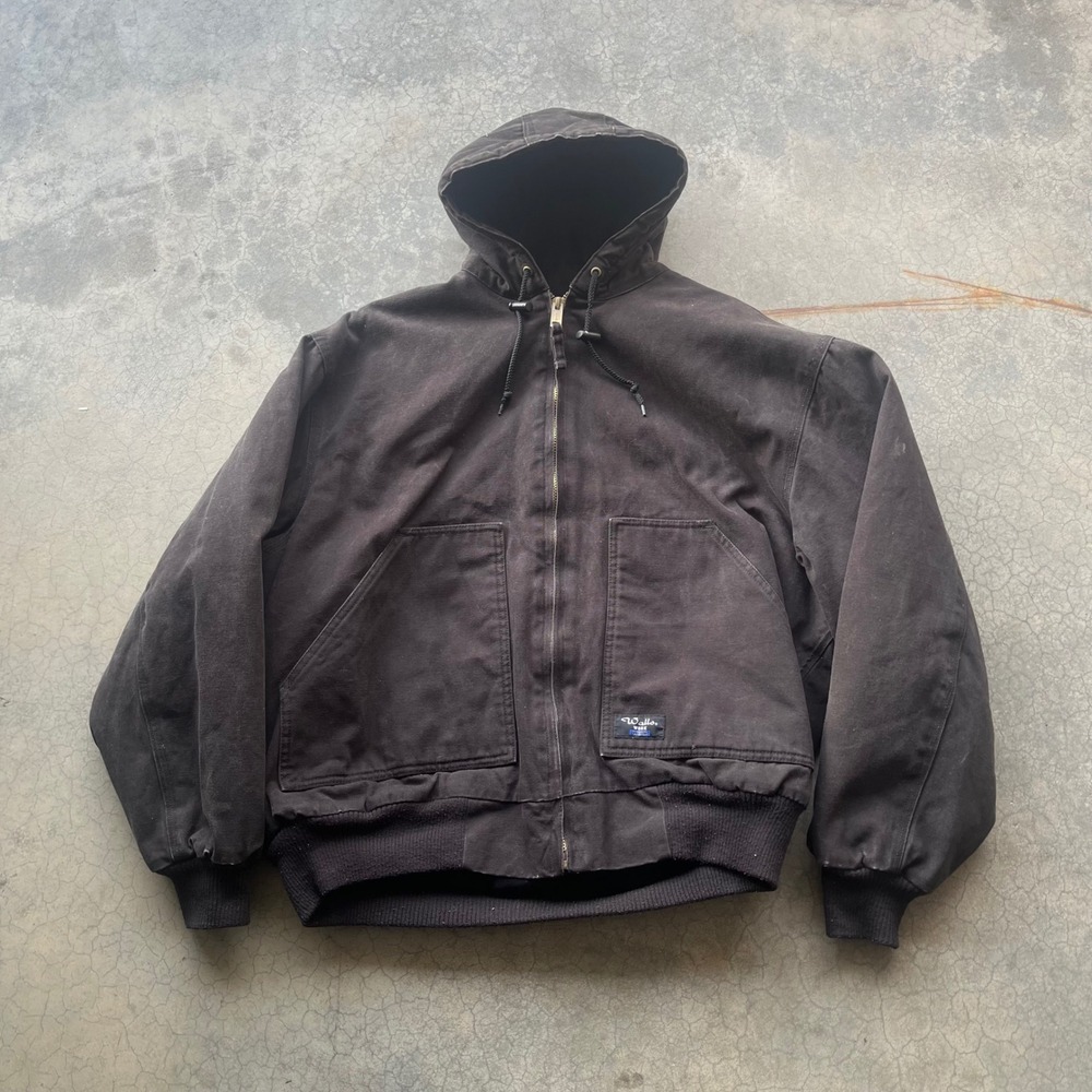Walls Workwear Mens XL Hooded Duck Canvas Bomber Jacket Black W35203J BK